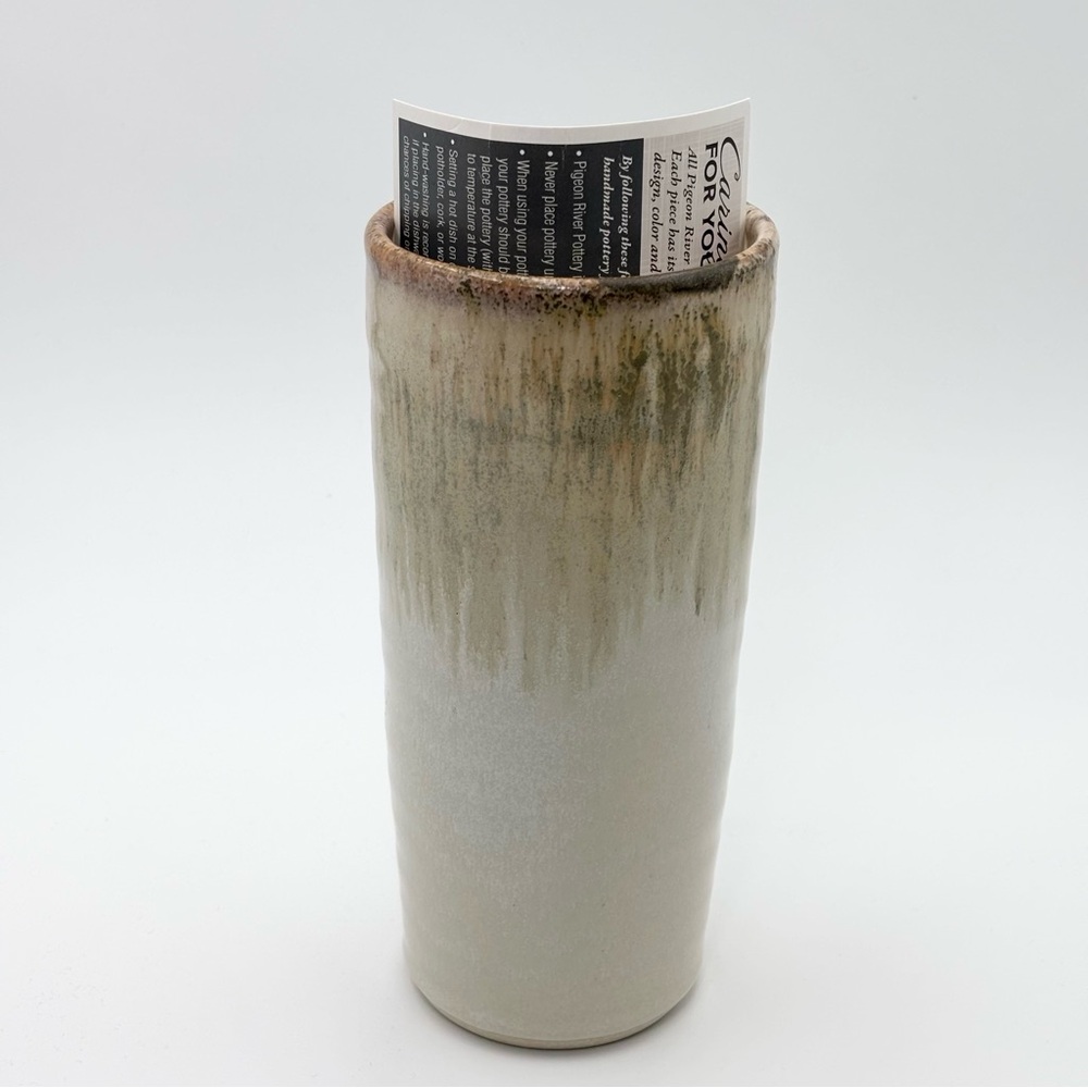 All Pigeon River Pottery Handcrafted Artisan Ceramic‎ Vase in Cream and Brown - Picture 8 of 11